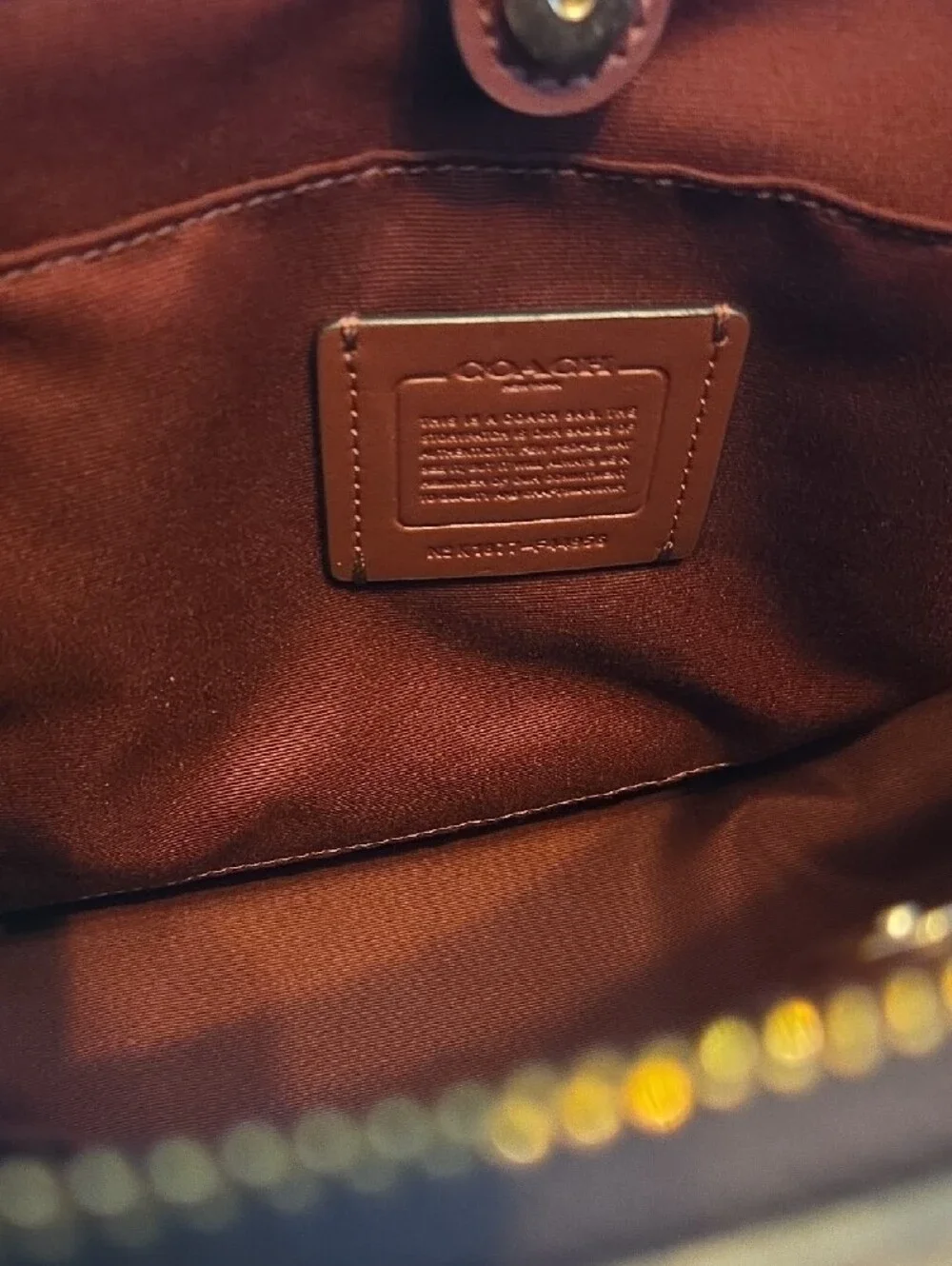 Coach Khaki Signature Satchel with Snake-Print Trim